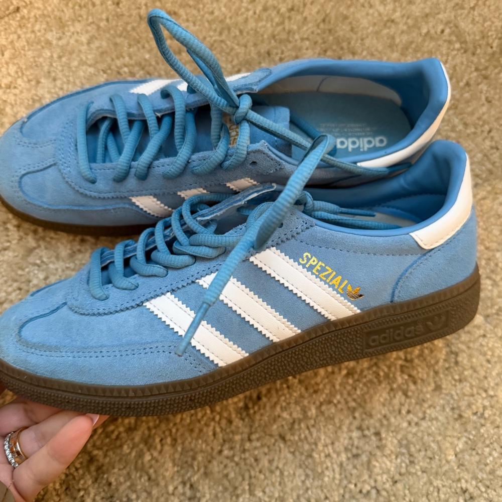 Adidas Light Blue & White Handball Spezial Retro Suede Sneakers